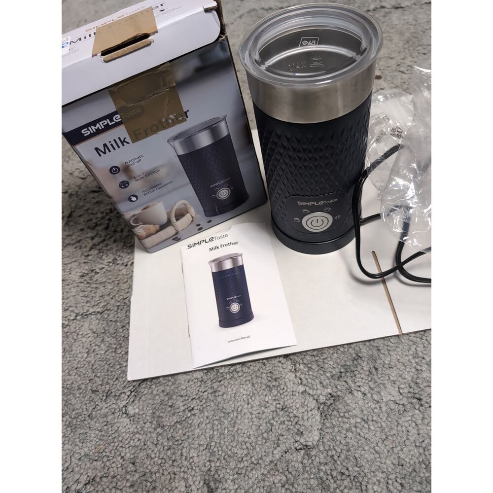 SIMPLETASTE Milk Frother, 4-in-1 Electric Steamer, Automatic Warm Blue